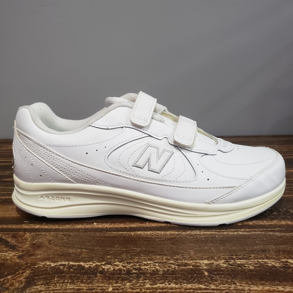New Balance 577 Mens Size 10 Wide 4E Walking Shoes White Leather MW577VW
